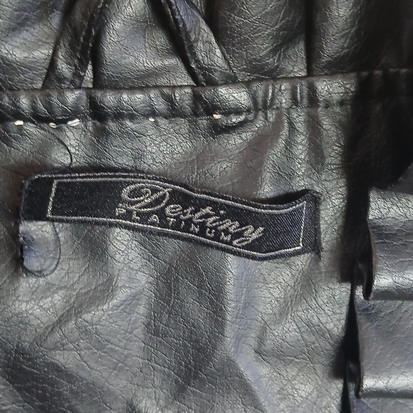 EUC Destiny Black Ruffle Trim Faux Leather Jacket Size 2X - Picture 3 of 7